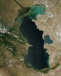 Каспийское море, вид со спутника